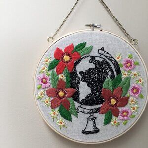 Tessa Perlow floral globe embroidered hoop